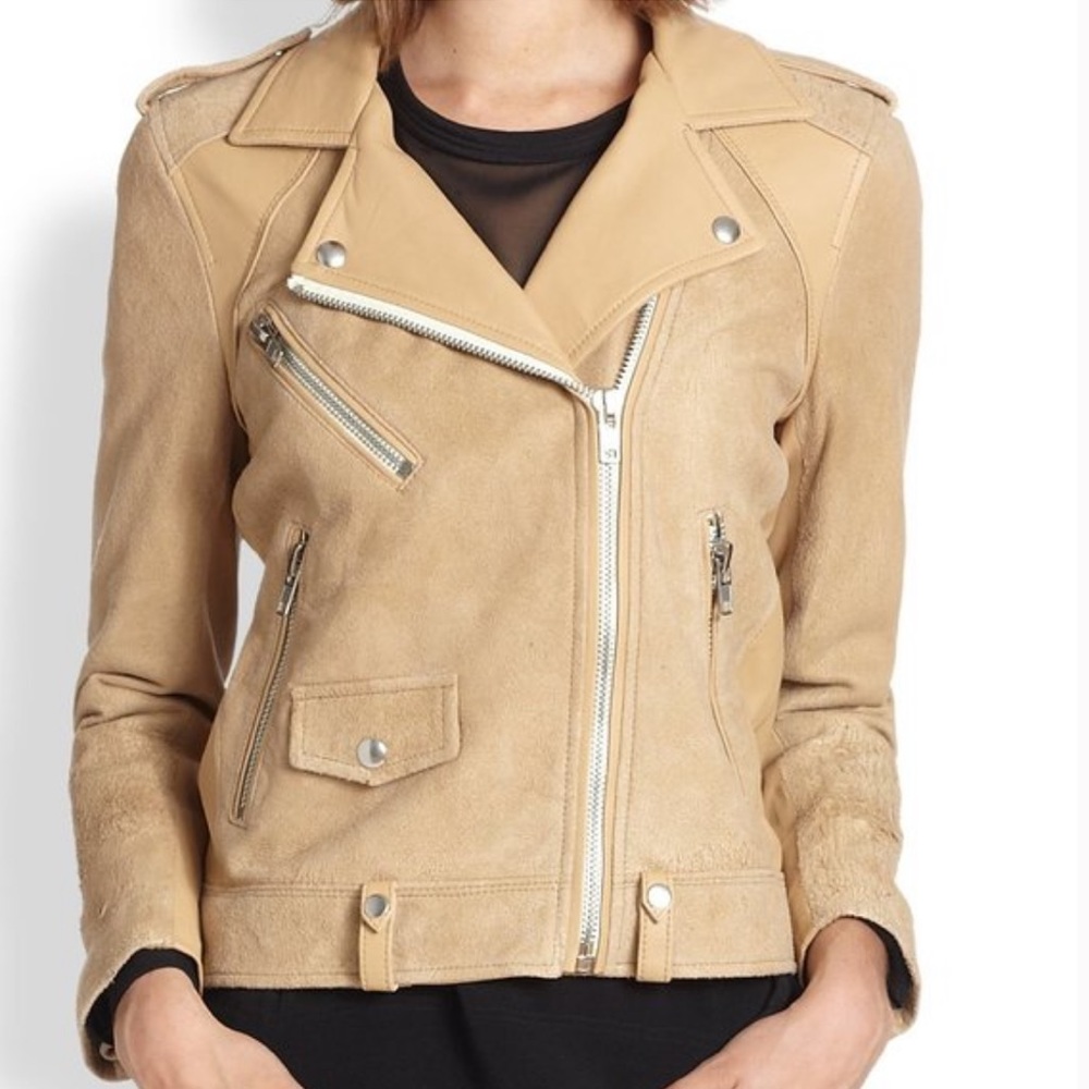 IRO Brown Distressed Suede Adila Jacket, Small